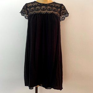 Lace Bodice Shift Little Black Dress